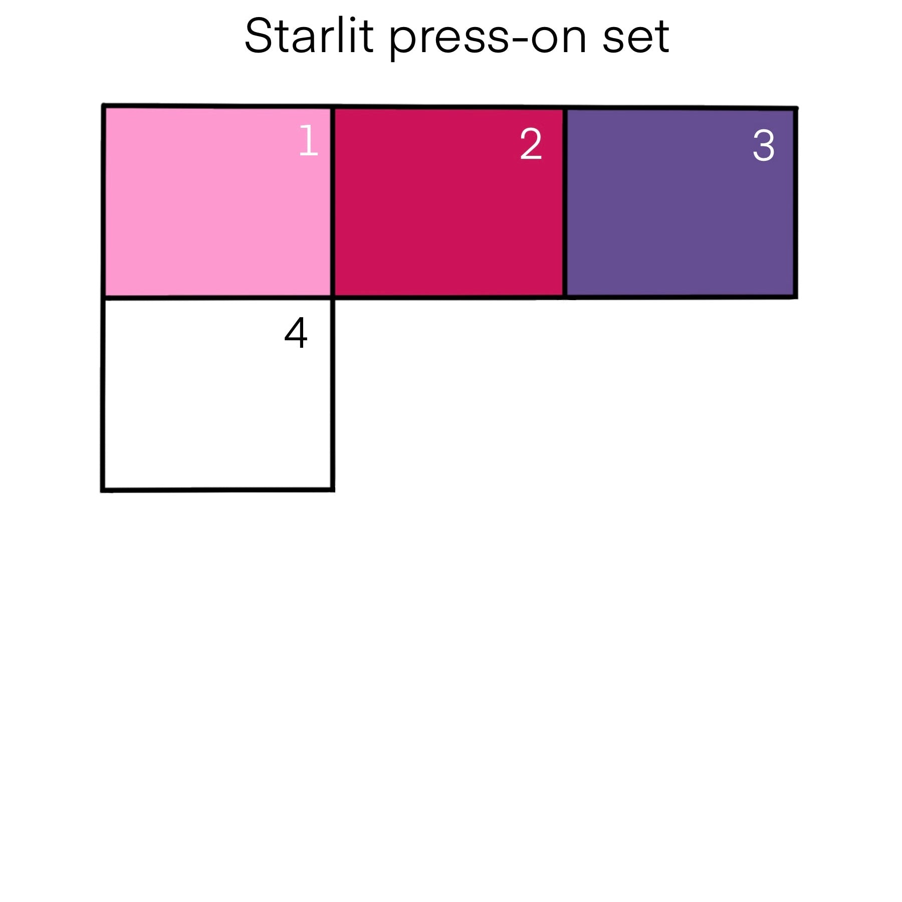 Color key chart for Starlit press-on set with labeled colors.