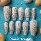 Tipzy Long Nail Set Bundle Kit – 2 Long Coffin Sets, Stand & Art Pens
