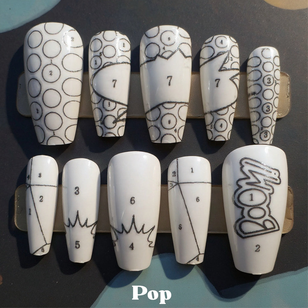 Tipzy Long Nail Set Bundle Kit – 2 Long Coffin Sets, Stand & Art Pens
