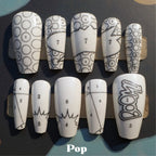 Tipzy Long Nail Set Bundle Kit – 2 Long Coffin Sets, Stand & Art Pens